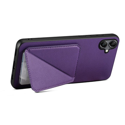 For Samsung Galaxy A54 5G Denior Imitation Calf Leather Back Phone Case with Holder(Purple) - Galaxy Phone Cases by Denior | Online Shopping UK | buy2fix