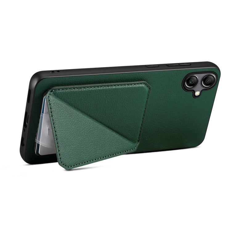 For Samsung Galaxy S21 FE 5G Denior Imitation Calf Leather Back Phone Case with Holder(Green) - Galaxy Phone Cases by Denior | Online Shopping UK | buy2fix