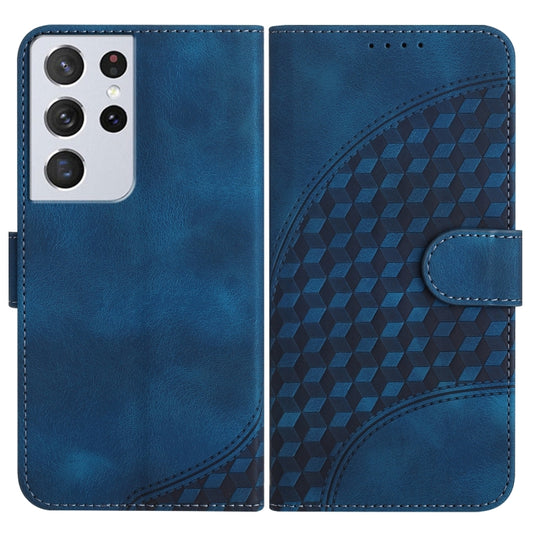For Samsung Galaxy S21 Ultra 5G YX0060 Elephant Head Embossed Phone Leather Case with Lanyard(Royal Blue) - Galaxy S21 Ultra 5G Cases by buy2fix | Online Shopping UK | buy2fix