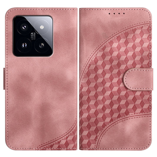 For Xiaomi 14 Pro YX0060 Elephant Head Embossed Phone Leather Case with Lanyard(Pink) - 14 Pro Cases by buy2fix | Online Shopping UK | buy2fix