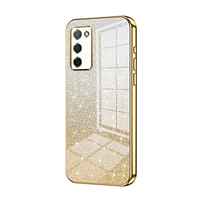 For OPPO A55 5G / A56 / A53s 5G Gradient Glitter Powder Electroplated Phone Case(Gold) - OPPO Cases by buy2fix | Online Shopping UK | buy2fix