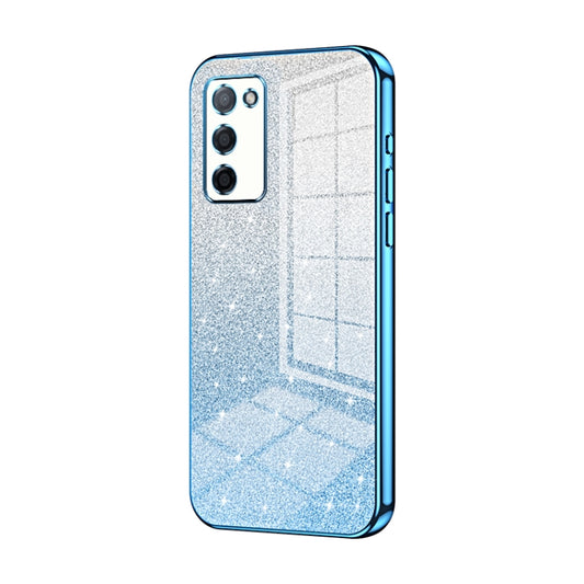 For OPPO A55 5G / A56 / A53s 5G Gradient Glitter Powder Electroplated Phone Case(Blue) - OPPO Cases by buy2fix | Online Shopping UK | buy2fix