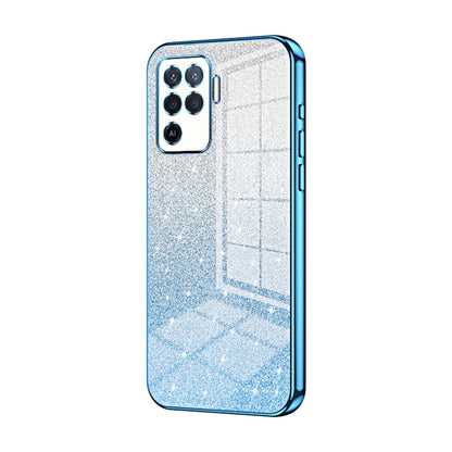 For OPPO A94 4G Gradient Glitter Powder Electroplated Phone Case(Blue) - OPPO Cases by buy2fix | Online Shopping UK | buy2fix