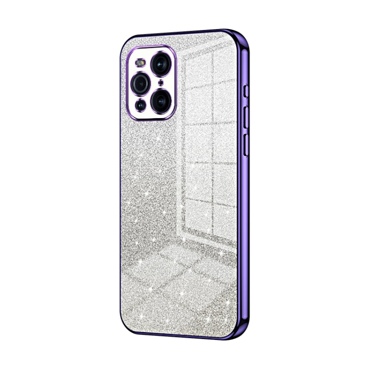 For OPPO Find X3 / Find X3 Pro Gradient Glitter Powder Electroplated Phone Case(Purple) - OPPO Cases by buy2fix | Online Shopping UK | buy2fix