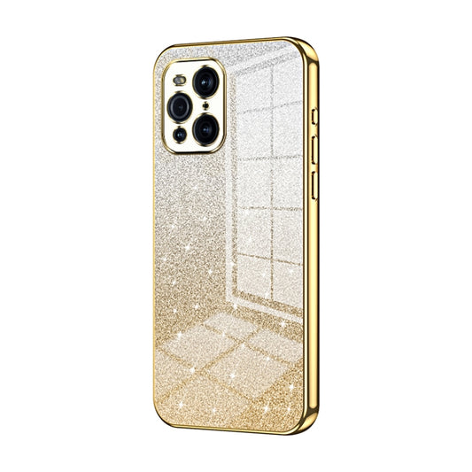 For OPPO Find X3 / Find X3 Pro Gradient Glitter Powder Electroplated Phone Case(Gold) - OPPO Cases by buy2fix | Online Shopping UK | buy2fix