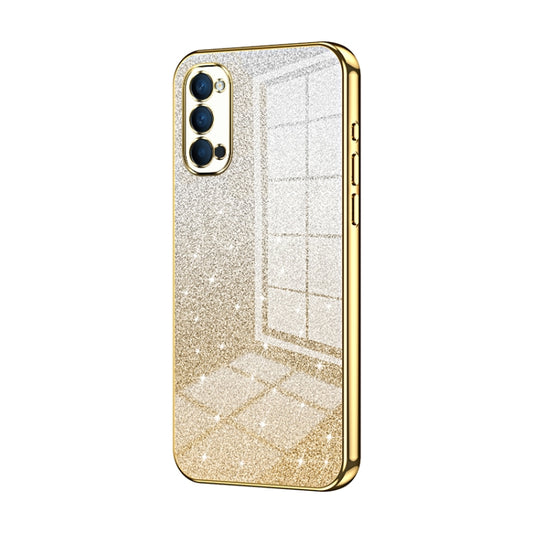 For OPPO Reno4 Gradient Glitter Powder Electroplated Phone Case(Gold) - OPPO Cases by buy2fix | Online Shopping UK | buy2fix