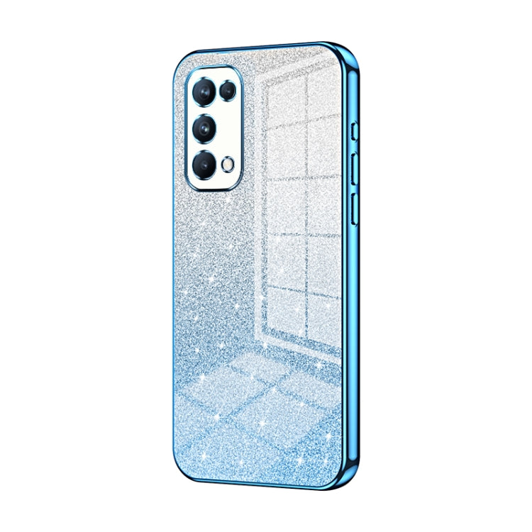 For OPPO Reno5 Pro Gradient Glitter Powder Electroplated Phone Case(Blue) - OPPO Cases by buy2fix | Online Shopping UK | buy2fix