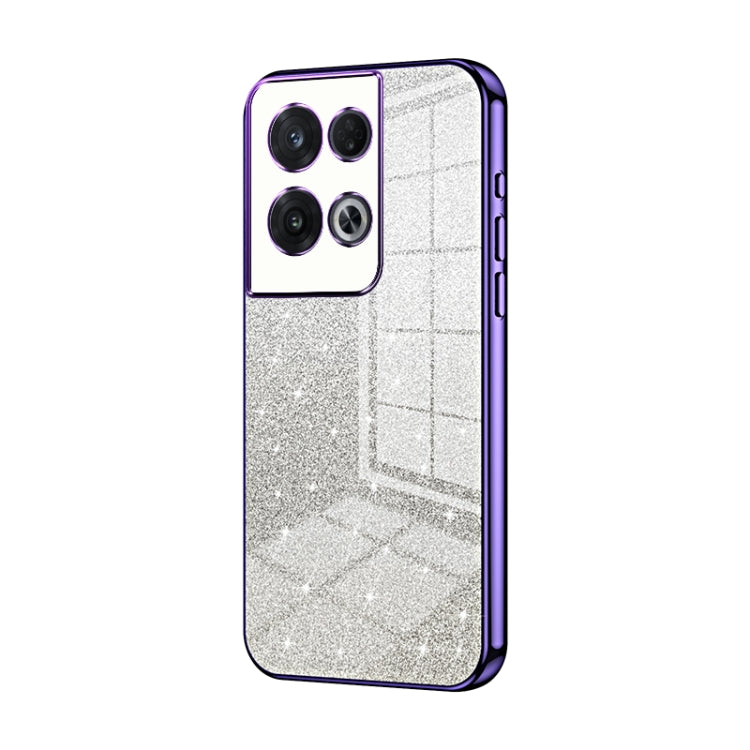 For OPPO Reno8 Pro Gradient Glitter Powder Electroplated Phone Case(Purple) - OPPO Cases by buy2fix | Online Shopping UK | buy2fix