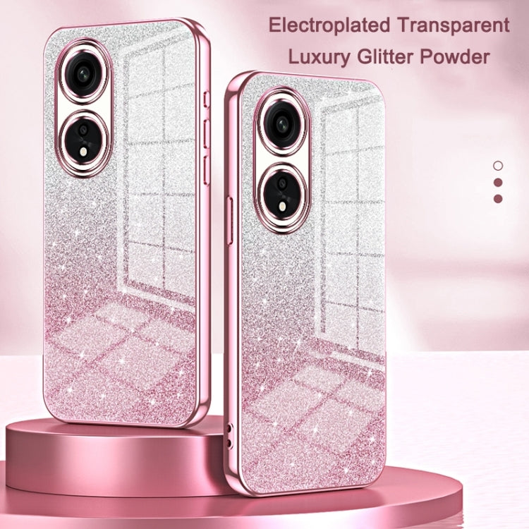 For OPPO Reno2 Z / Reno2 F Gradient Glitter Powder Electroplated Phone Case(Pink) - OPPO Cases by buy2fix | Online Shopping UK | buy2fix