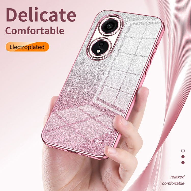 For OPPO Reno4 Pro Gradient Glitter Powder Electroplated Phone Case(Transparent) - OPPO Cases by buy2fix | Online Shopping UK | buy2fix