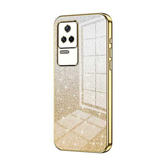 For Xiaomi Redmi K40S / Poco F4 Gradient Glitter Powder Electroplated Phone Case(Gold) - Xiaomi Cases by buy2fix | Online Shopping UK | buy2fix