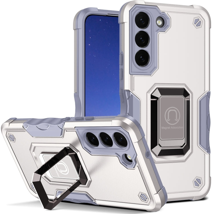 For Samsung Galaxy S24 5G Non-slip Shockproof Armor Phone Case with Ring Holder(White) - Galaxy S24 5G Cases by buy2fix | Online Shopping UK | buy2fix