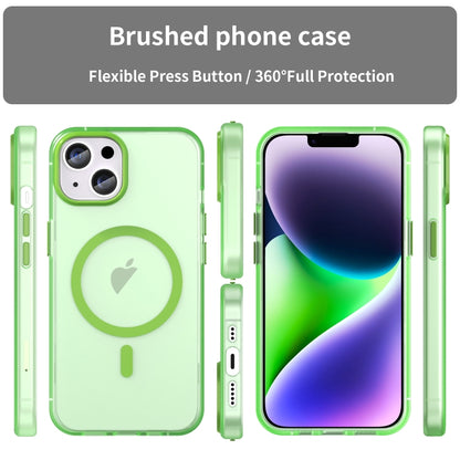 For iPhone 15 MagSafe Frosted Translucent TPU + PC Full Coverage Phone Case(Green) - iPhone 15 Cases by buy2fix | Online Shopping UK | buy2fix