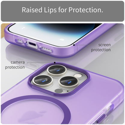 For iPhone 15 Pro MagSafe Frosted Translucent TPU + PC Full Coverage Phone Case(Dark Purple) - iPhone 15 Pro Cases by buy2fix | Online Shopping UK | buy2fix