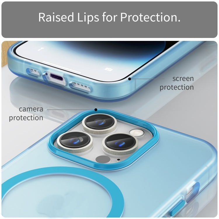 For iPhone 15 Pro MagSafe Frosted Translucent TPU + PC Full Coverage Phone Case(Blue) - iPhone 15 Pro Cases by buy2fix | Online Shopping UK | buy2fix