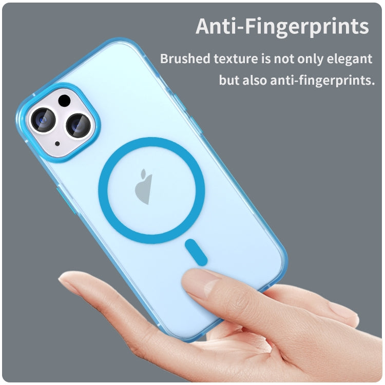 For iPhone 16 MagSafe Frosted Translucent TPU + PC Full Coverage Phone Case(Blue) - iPhone 16 Cases by buy2fix | Online Shopping UK | buy2fix