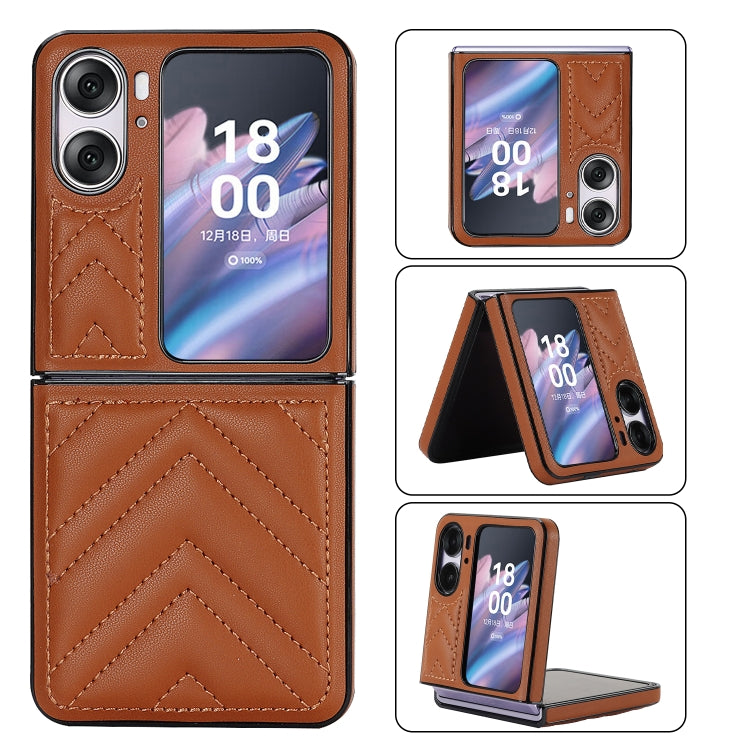 For OPPO Find N2 Flip V-shaped Folding Phone Case(Brown) - Find N2 Flip Cases by buy2fix | Online Shopping UK | buy2fix