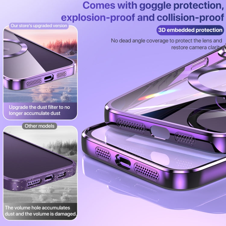 For iPhone 13 Pro MagSafe CD Texture Metal Lens Frame Full Coverage Phone Case(Silver) - iPhone 13 Pro Cases by buy2fix | Online Shopping UK | buy2fix