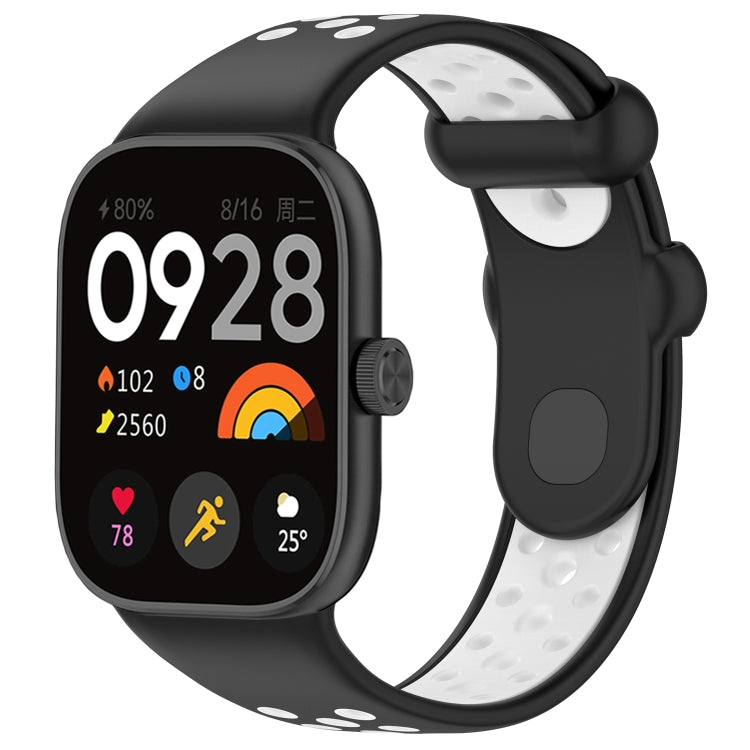 For Redmi Watch 4 Two Color Silicone Sports Watch Band(Black White) - Watch Bands by buy2fix | Online Shopping UK | buy2fix