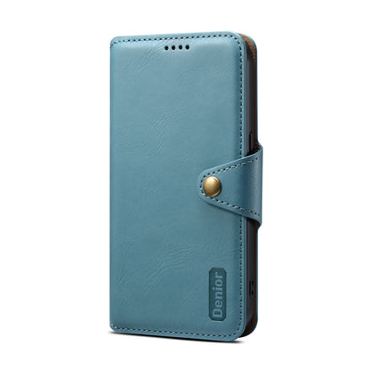 For iPhone 15 Pro Max Denior Cowhide Texture Wallet Style Leather Phone Case(Blue) - iPhone 15 Pro Max Cases by Denior | Online Shopping UK | buy2fix