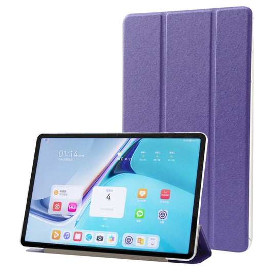For Huawei MatePad Pro 11 2024 Silk Texture 3-Fold Leather Tablet Case(Dark Purple) - Huawei by buy2fix | Online Shopping UK | buy2fix