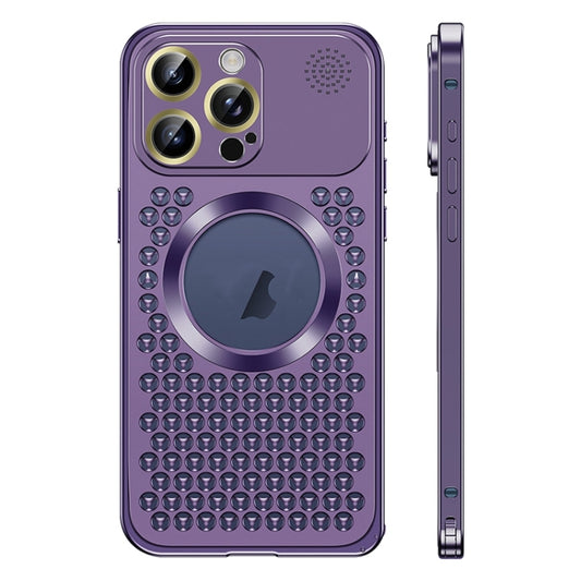 For iPhone 15 Pro Spring Buckle MagSafe Magnetic Metal Aromatherapy Phone Case(Purple) - iPhone 15 Pro Cases by buy2fix | Online Shopping UK | buy2fix