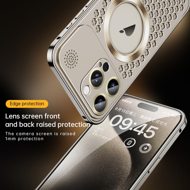 For iPhone 13 Pro Max Spring Buckle MagSafe Magnetic Metal Aromatherapy Phone Case(Silver) - iPhone 13 Pro Max Cases by buy2fix | Online Shopping UK | buy2fix