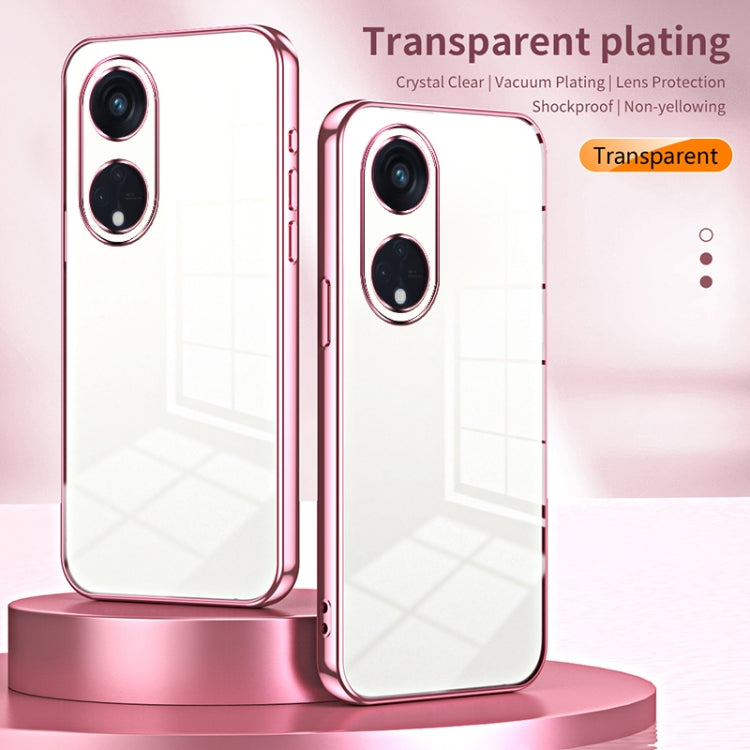 For OPPO Reno8 T 5G Transparent Plating Fine Hole Phone Case(Gold) - OPPO Cases by buy2fix | Online Shopping UK | buy2fix