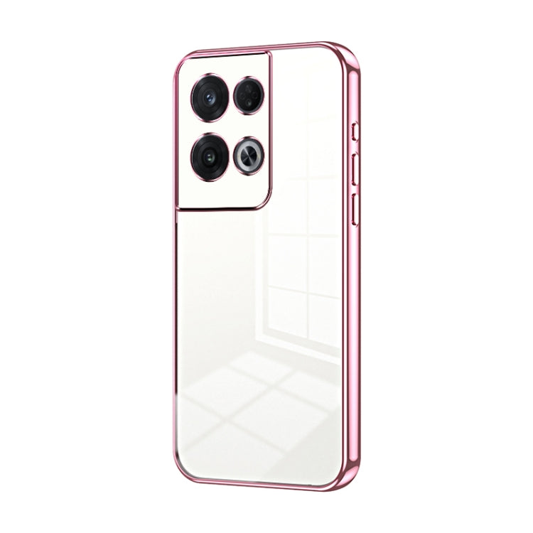 For OPPO Reno8 Pro Transparent Plating Fine Hole Phone Case(Pink) - OPPO Cases by buy2fix | Online Shopping UK | buy2fix