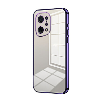 For OPPO Find X5 Transparent Plating Fine Hole Phone Case(Purple) - OPPO Cases by buy2fix | Online Shopping UK | buy2fix