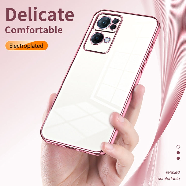 For OPPO Reno7 Pro Transparent Plating Fine Hole Phone Case(Transparent) - OPPO Cases by buy2fix | Online Shopping UK | buy2fix