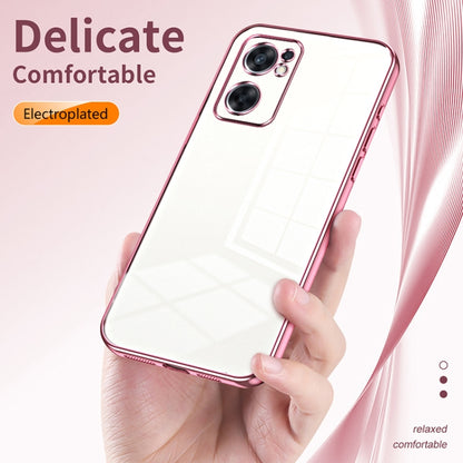 For OPPO Reno7 SE Transparent Plating Fine Hole Phone Case(Transparent) - OPPO Cases by buy2fix | Online Shopping UK | buy2fix