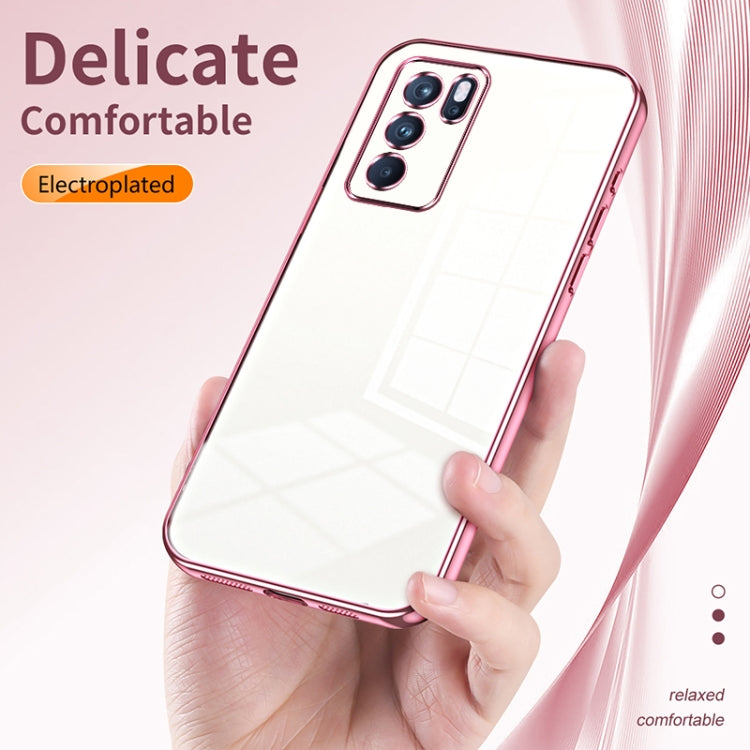 For OPPO Reno6 Pro Indian  Transparent Plating Fine Hole Phone Case(Blue) - OPPO Cases by buy2fix | Online Shopping UK | buy2fix