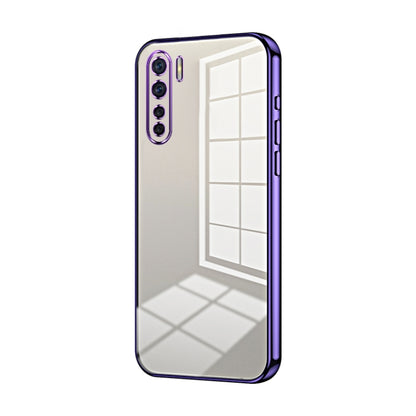 For OPPO Reno3 4G / F15 / A91 Transparent Plating Fine Hole Phone Case(Purple) - OPPO Cases by buy2fix | Online Shopping UK | buy2fix