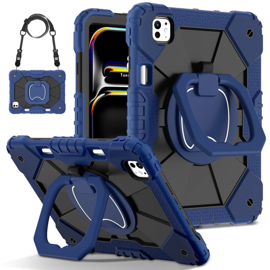 For iPad Pro 11 2024 Contrast Color Robot Silicone Hybrid PC Tablet Case(Navy Black) - iPad Pro 11 2024 Cases by buy2fix | Online Shopping UK | buy2fix