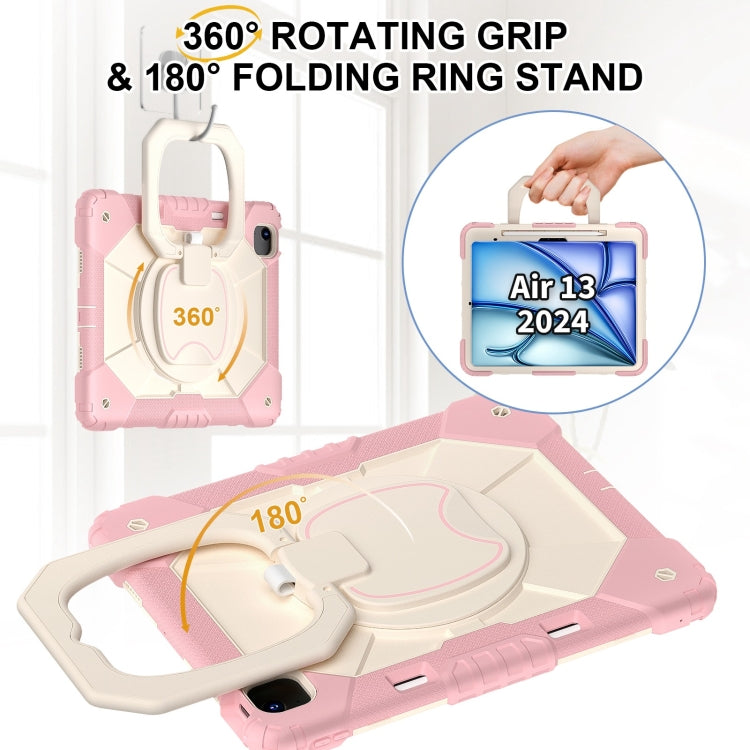 For iPad Air 13 2024 Contrast Color Robot Silicone Hybrid PC Tablet Case(Rose Gold Beige) - iPad Air 13 2024 Cases by buy2fix | Online Shopping UK | buy2fix