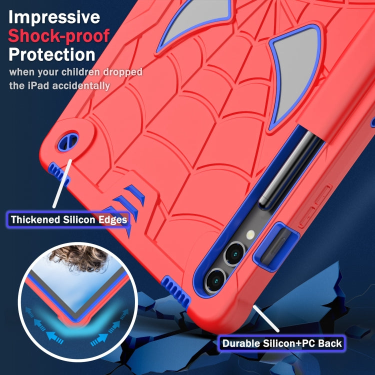 For Samsung Galaxy Tab S9 FE+ / S9+ Fold-Holder Spider Silicone Hybrid PC Tablet Case(Red Blue) - Galaxy Tab S9+ Cases by buy2fix | Online Shopping UK | buy2fix