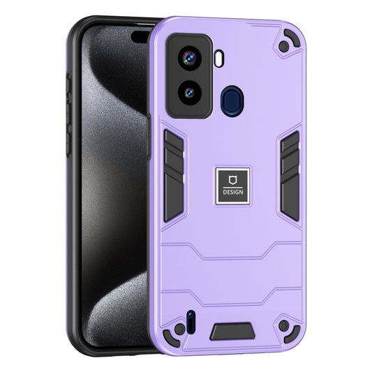 For Tecno Pop 6 2 in 1 Shockproof Phone Case(Purple) - Tecno Cases by buy2fix | Online Shopping UK | buy2fix