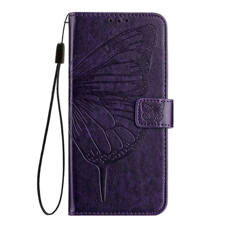 For Xiaomi 14 5G Global Embossed Butterfly Leather Phone Case(Dark Purple) - 14 Cases by buy2fix | Online Shopping UK | buy2fix