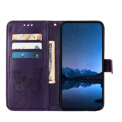 For Xiaomi 14 5G Global Embossed Butterfly Leather Phone Case(Dark Purple) - 14 Cases by buy2fix | Online Shopping UK | buy2fix