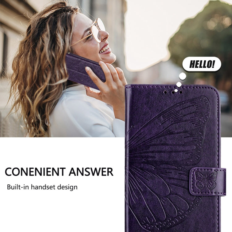 For Xiaomi 14 5G Global Embossed Butterfly Leather Phone Case(Dark Purple) - 14 Cases by buy2fix | Online Shopping UK | buy2fix