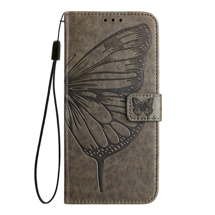 For Xiaomi 14 Ultra 5G Global Embossed Butterfly Leather Phone Case(Grey) - 14 Ultra Cases by buy2fix | Online Shopping UK | buy2fix