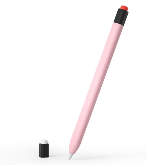 For Apple Pencil 1 Retro Pencil Style Liquid Silicone Stylus Case(Pink) - Pencil Accessories by buy2fix | Online Shopping UK | buy2fix