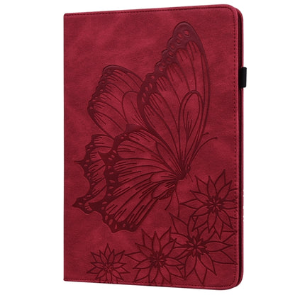 For Samsung Galaxy Tab S9 Ultra / S8 Ultra Big Butterfly Embossed Leather Tablet Case(Red) - Galaxy Tab S9 Ultra Cases by buy2fix | Online Shopping UK | buy2fix