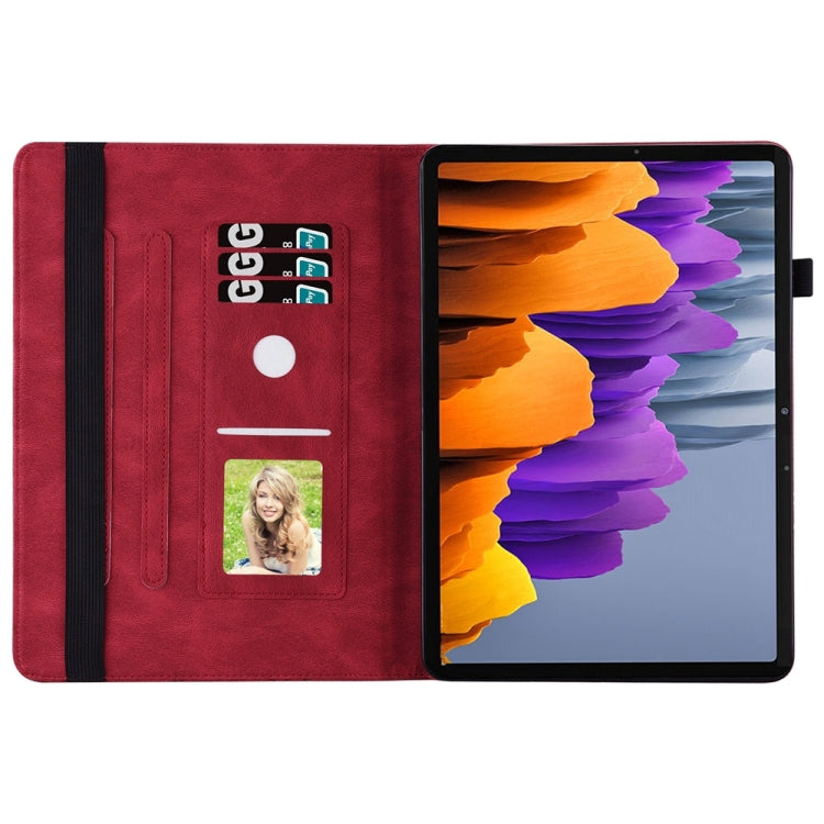 For Samsung Galaxy Tab S9 Ultra / S8 Ultra Big Butterfly Embossed Leather Tablet Case(Red) - Galaxy Tab S9 Ultra Cases by buy2fix | Online Shopping UK | buy2fix