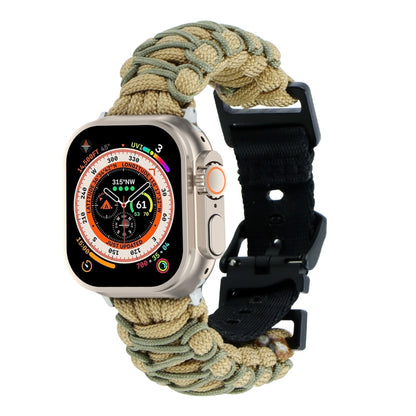 For Apple Watch Ultra 49mm Dual-layer Braided Paracord Buckle Watch Band(Khaki Army Green) - Watch Bands by buy2fix | Online Shopping UK | buy2fix