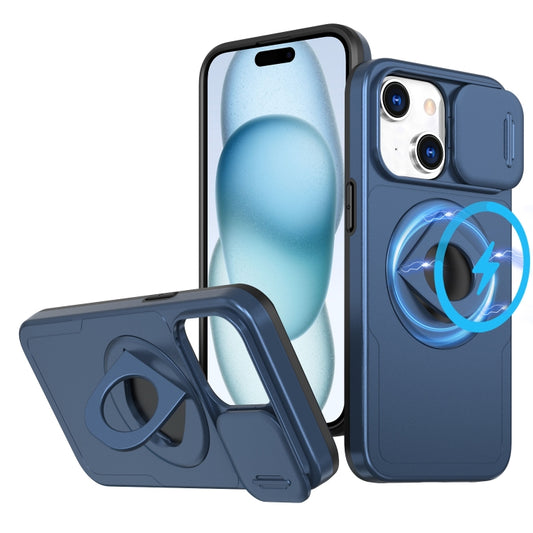 For iPhone 15 Plus Camshield MagSafe Ring Holder Armor Phone Case(Blue) - iPhone 15 Plus Cases by buy2fix | Online Shopping UK | buy2fix