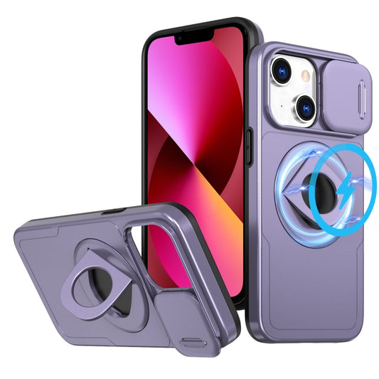 For iPhone 13 Camshield MagSafe Ring Holder Armor Phone Case(Purple) - iPhone 13 Cases by buy2fix | Online Shopping UK | buy2fix