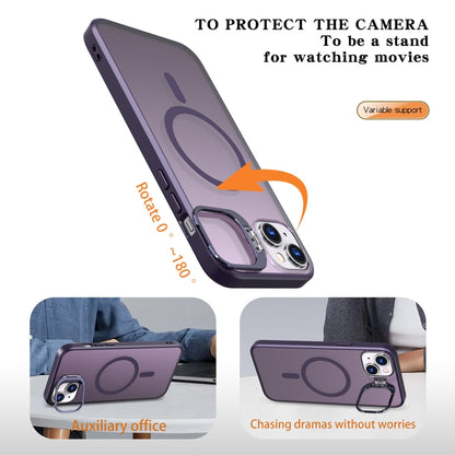 For iPhone 15 Plus Metal Invisible Camera Holder MagSafe Magnetic Phone Case(Purple) - iPhone 15 Plus Cases by buy2fix | Online Shopping UK | buy2fix