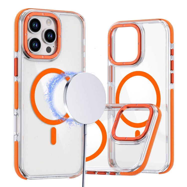 For iPhone 16 Pro Dual-Color Clear Acrylic Hybrid TPU MagSafe Phone Case(Orange) - iPhone 16 Pro Cases by buy2fix | Online Shopping UK | buy2fix